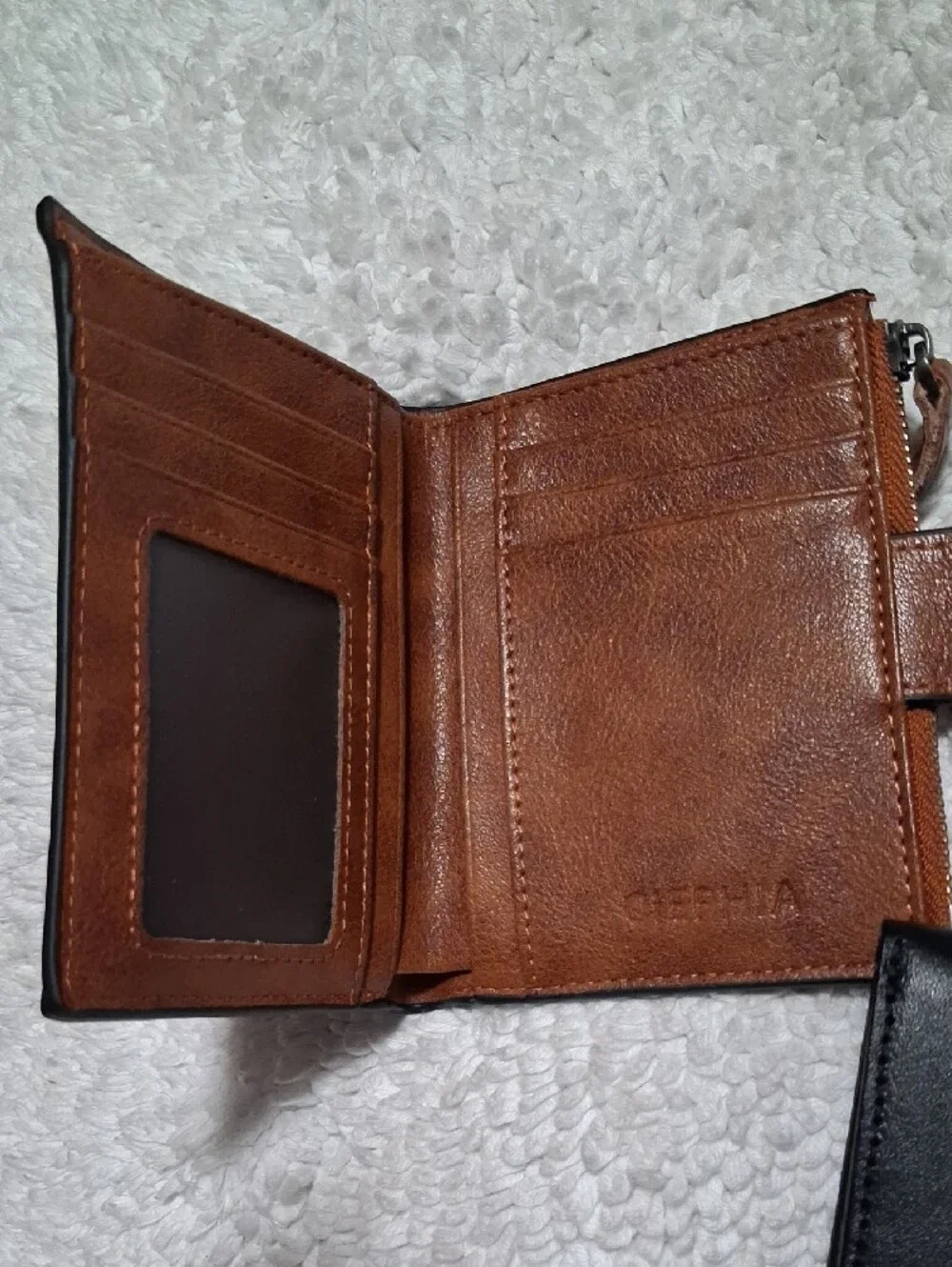 Brown Leather Wallet and Black Card Holder Set